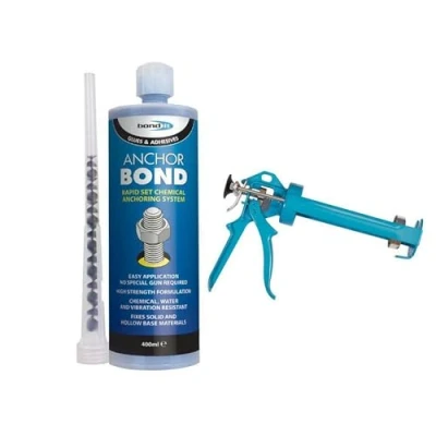 Image of bond It 400ml Anchor Adhesive Chemical Studding Mortar With Applicator Resin Gun Polyester Rapid Set Construction Bolts Stud Wall ties Starter Bars Screws