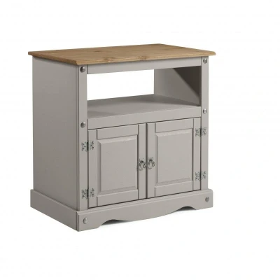 Image of Mercers Furniture Corona Grey Wax Straight Tv Unit Living Room Stand Solid Pine
