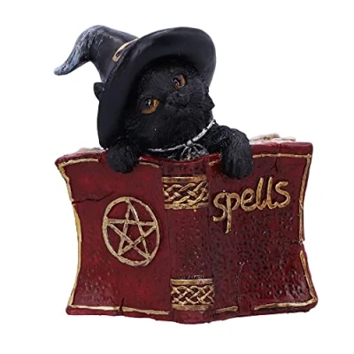 Image of Nemesis Now Kitty&#039;s Grimoire Cat Spell Book Figurine 8.2cm, Resin, Red, Witch&#039;s Familiar Figurine, Perfect Addition to Any Witchcraft Collection, Cast in the Finest Expertly Hand Painted