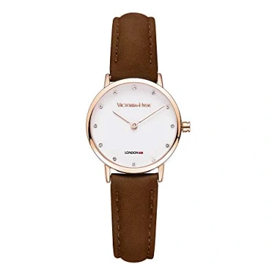 Image of VICTORIA HYDE Women&#039;s Wristwatch Marble Dial Ultra Thin Minimalist Quartz Watch for Ladies with Genuine Leather Strap（Brown）