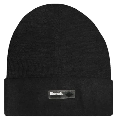 Image of Bench Mens Bunson Warm Winter Turned Up Knitted Beanie Hat Black