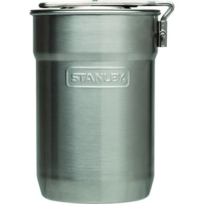Image of Stanley Adventure Camp Cook Set 24oz Kettle with 2 Cups Stainless Steel Camping Cookware Vented Lids &amp; Foldable + Locking Handle Lightweight Pot for Backpacking/Hiking/Camping
