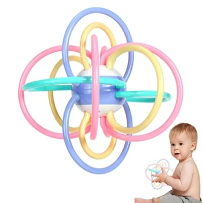 Image of Baby Teether Toys Bany Sensory Teething Rattle Chew Ball Teethers Grasping Activities