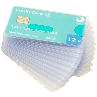 Image of valonic Credit Card Sleeves 12 Pack Sturdy Transparent Plastic Protector Sleeves, Debit Holder