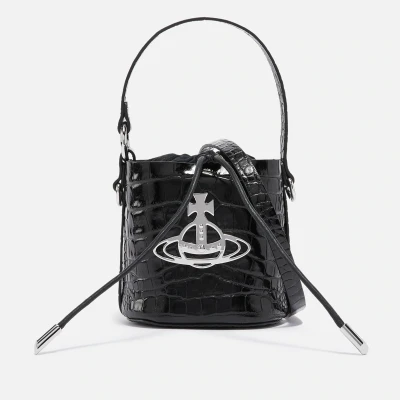 Image of Vivienne Westwood Daisy Drawstring Croc Effect Leather Bag