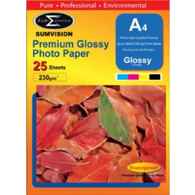 Image of Sumvision Photo Picture Photograph Paper A4 230gm Glossy Premium Professional Gloss Finish Inkjet Printable 25 Sheet Pack