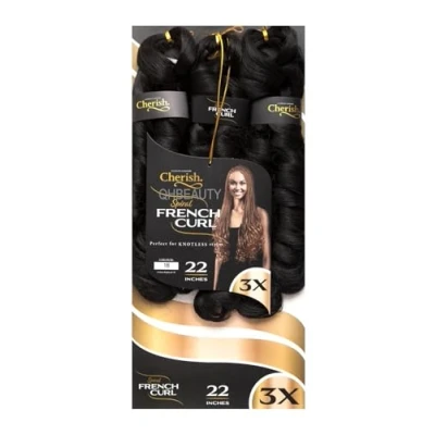 Image of Cherish/Spiral French Curl 22&#039;&#039; inch / 3X Crochet Hair Braids/Colour 1B