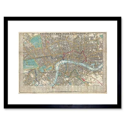 Image of Wee Blue Coo Map Illustrated Antique Crutchley London Framed Wall Art Print