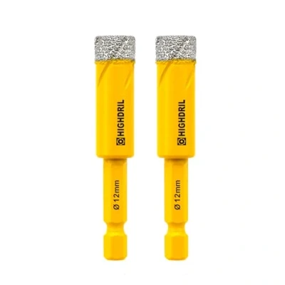 Image of HIGHDRIL Dry Diamond Drill Bits,2pcs 12mm 1/2&quot; with Hex Shank for Granite Marble Porcelain Tile Ceramic