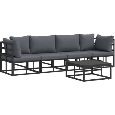 Image of vidaXL Garden Sofa Set 5 pcs Black 70 x 32 cm Aluminium