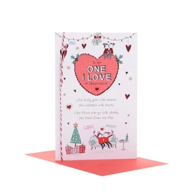 Image of UK Greetings Christmas Card for the One I Love Sketch Design