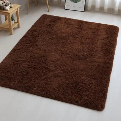 Image of Aspire Homeware Rugs Living Room Brown Area for Bedroom 80x150cm Anti Slip Modern Super Soft Thick Pile Fluffy Shaggy Rug Non Shedding