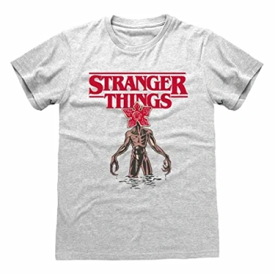 Image of Heroes Inc. Stranger Things T Shirt for Adults Grey Demogorgon 3% Polyester, 97% Cotton Official Merch X Large