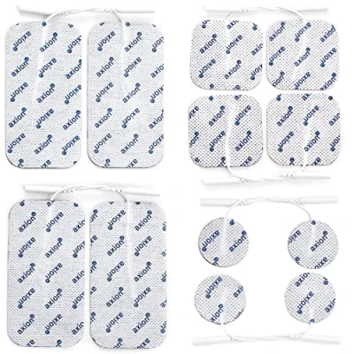 Image of Mixed Set Electrodes 2mm Jack 12 self Adhesive Pads Different Sizes Compatible to TENS EMS Units with Connection axion Brand Quality