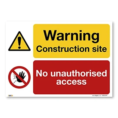 Image of Warning Construction Site No unauthorised access, A2 594x420mm, Building, Renovations, Safety Signs