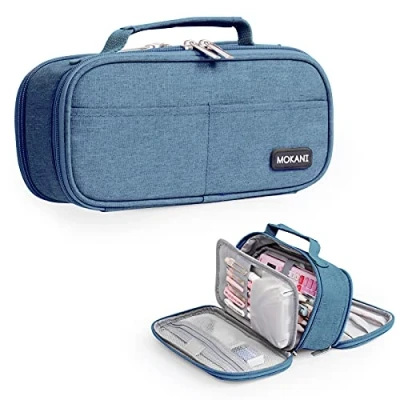 Image of MOKANI Large Pencil Case, Big Capacity Cases for Girls Boys, Stationery Storage Pen Bag Pouch Aesthetic Exam Organiser High School Office Kids Students Teens Women Adults