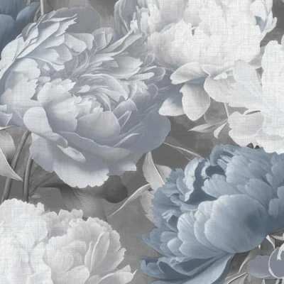 Image of Muriva Doretta Bold Floral Lightly Textured Flower Patterned Vinyl Hardwearing Wallpaperfor Living Room, Bedroom, Hallway Decorative Luxury Wallpaper Blue 213302