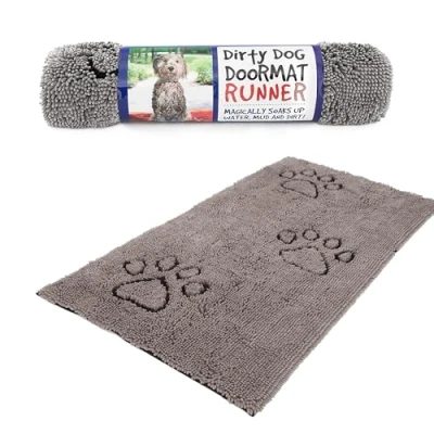 Image of Dog Gone Smart Dirty Microfiber Doormat, Super Absorbent Machine Washable with Non Slip Backing, XL, Grey