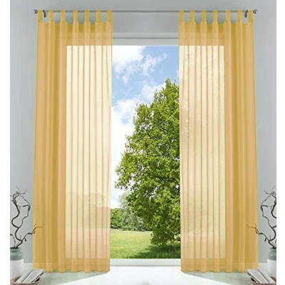Image of Gardinenbox 61000CN Transparent Curtain Set Living Room Voile Tab Top with Lead Tape Finish H x W 175 140 cm Pink Pack of 2