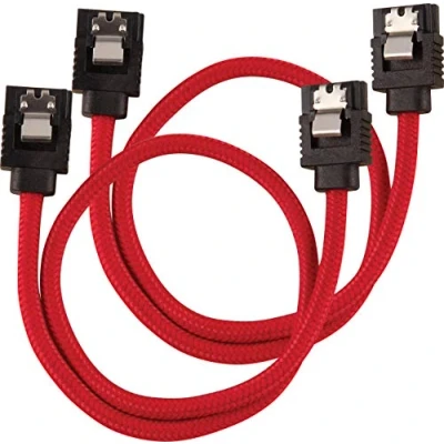 Image of Corsair CC 8900250 Premium Sleeved SATA Cable 6Gbps 30cm, Red