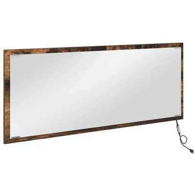 Image of vidaXL LED Bathroom Mirror Smoked Oak 90x8,5x37 cm Engineered Wood