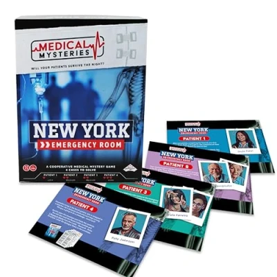 Image of TOMY Medical Mysteries investigation Game Cooperative with 4 Cases to Solve Will your patient survive the Night Individual, Date and Party for adults