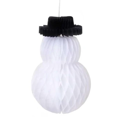 Image of Home Decs XMAS Honeycomb Snowman Christmas Decorations Hanging Baubles, Pack of 3