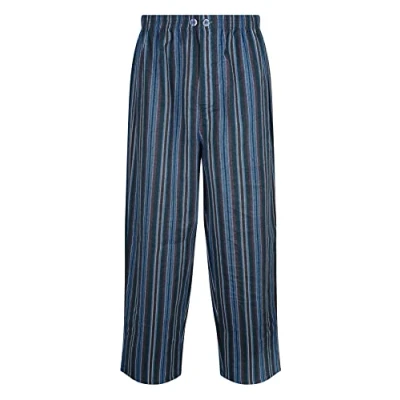 Image of Champion Mens Kingston Pyjama Trouser Bottoms (Pack of 2) 100% Cotton Blue Stripe 5XL