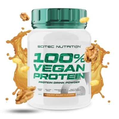 Image of Scitec Nutrition 100% Vegan Protein 5 Plant Based Sources Fortified with Vitamin B12 33g Per Serving Vegan, 1 kg, Hazelnut Walnut