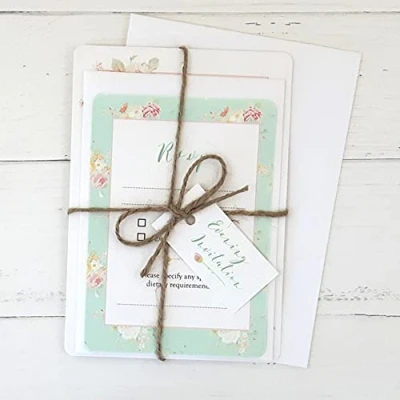 Image of Dotty about Paper Romantic Floral Premium Evening Invitations &amp; RSVP Pack of 10. Rustic, Vintage, Floral, Pastel. Perfect for Friends and Family, Envelopes Included (14 0003)