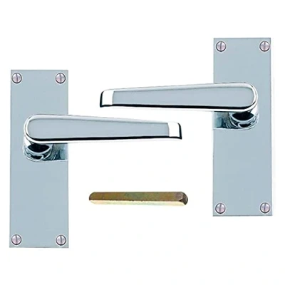 Image of Merriway BH06365 Victorian Latch Handle Set Chrome 113mm, Silver Tone