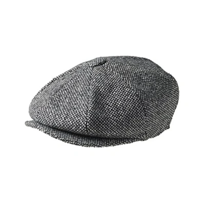 Image of Peaky Blinders &#039;Newsboy&#039; Style Flat Cap Tweed Wool Fabric Variations (XXL ( 63 cm ), Black Bird&#039;s Eye Tweed)