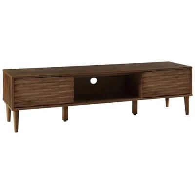 Image of TV Stand Dark Wood Retro Contemporary Media Unit Living Room Cabinet Kayan