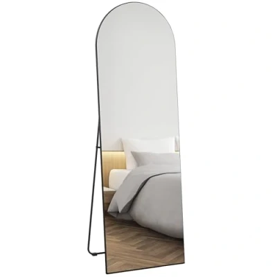Image of HOMCOM Arched Full Length Mirror, 50 x 150cm Wall Mounted, Leaning, Free Standing Frameless Body Mirror for Living Room, Bedroom, Black