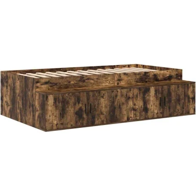 Image of vidaXL Storage Bed Frame Smoked Oak 90x190 cm
