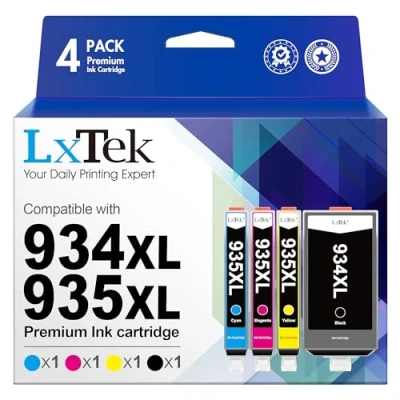 Image of LxTek 934XL 935XL Replacement for HP 934 935 XL Ink Cartridges Officejet Pro 6230 6830 6820 (1 Black, 1 Cyan, Magenta, Yellow)