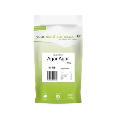 Image of yourhealthstore Agar 100g, Premium Quality Powder, Vegan Gelatine, Gluten Free, Non GMO.