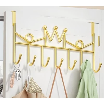 Image of WBDXWB Over The Door Hook, Hanger for Coat, Towel, Bag, Robe (1 Pack, Golden)