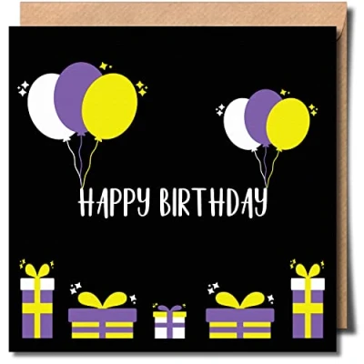 Image of Happy birthday Non binary greeting Card LGBTQIA+ LGBT Person 150mm x Premium 300gsm