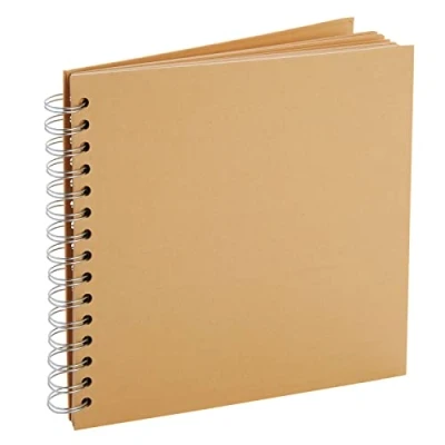 Image of Scrapbook Album Hardcover (80 Pages) 21 x cm, Kraft Paper Material Spiral Bound Sketchbook for Photos, Wedding Guest Book, Travel