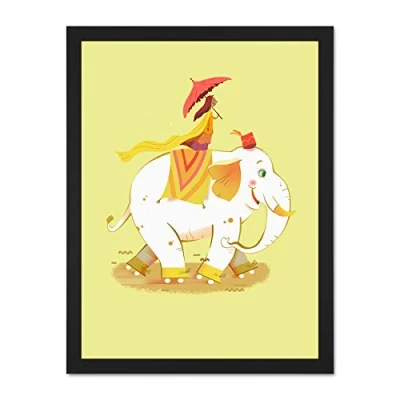 Image of Wee Blue Coo Elephant Skates Wall Large Framed Art Print Poster Decor 18x24 inch