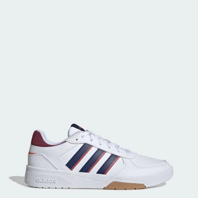 Image of adidas Men&#039;s CourtBeat Court Lifestyle Shoes, Cloud White/Dark Blue/Scarlet, 10.5 UK