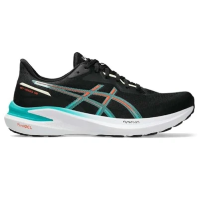 Image of Asics GT 1000 13 Road running shoes, Men&#039;s, Size: 9.5, Black/wave teal Textile/synthetics