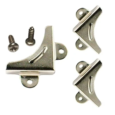 Image of Mirror Picture Corner Holder Nickel Plated Brackets Mountings Protect Repair Reinforces Pack of 4 with 8 Screws.