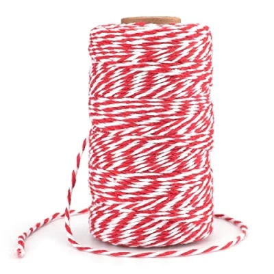Image of G2PLUS 100M Red and White Craft Bakers Twine Garden Thread Durable Tags Tie Labels String Spool for DIY Crafts Handmade Arts