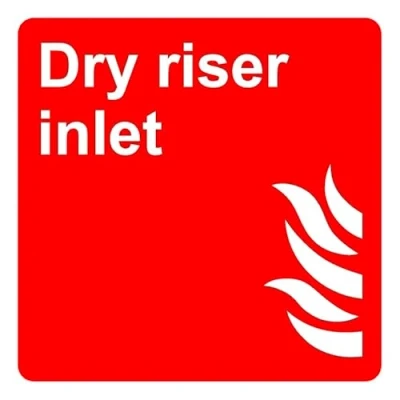 Image of Dry riser inlet fire safety sign Self adhesive sticker (100mm x 100mm)