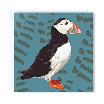 Image of Leslie Gerry Puffin Blank Greeting Card
