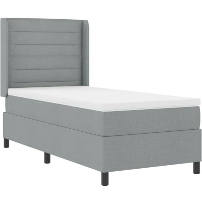 Image of Box Spring Bed with Mattress Light Grey 100x200 cm Fabric vidaXL