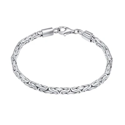 Image of Kuzzoi Buddha Silver Bracelet, Handmade Bracelet Made of Genuine Solid 925 Sterling Silver, Polished Men&#039;s with Lobster Clasp, 4 mm Wide