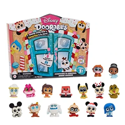 Image of Disney Doorables Countdown to Christmas Advent Calendar, Blind Bag Collectible Figures, Kids Toys for Ages 3 Up, Multicolor (44592)